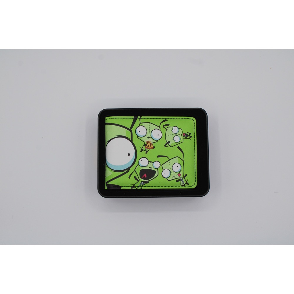 Bi-Fold Wallet - Invader Zim GIR Split Close-Up and Poses Blue/Green